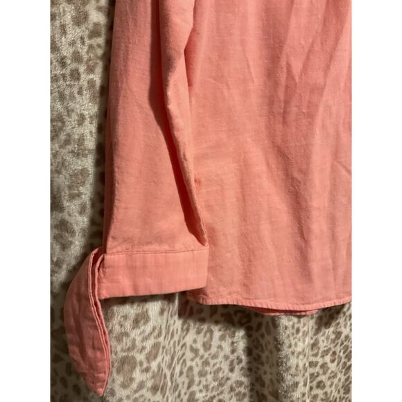 Banana Republic Women's Button-Up Blouse, Size Large Orange Collared - Picture 2 of 2